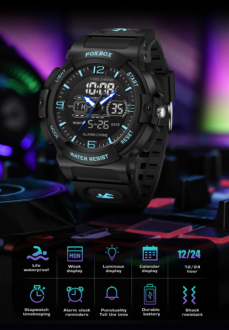 LIGE New Watches For Men 50M Waterproof Clock Alarm reloj hombre LCD Dual Display Wristwatch Quartz Military Sports Mens Watches