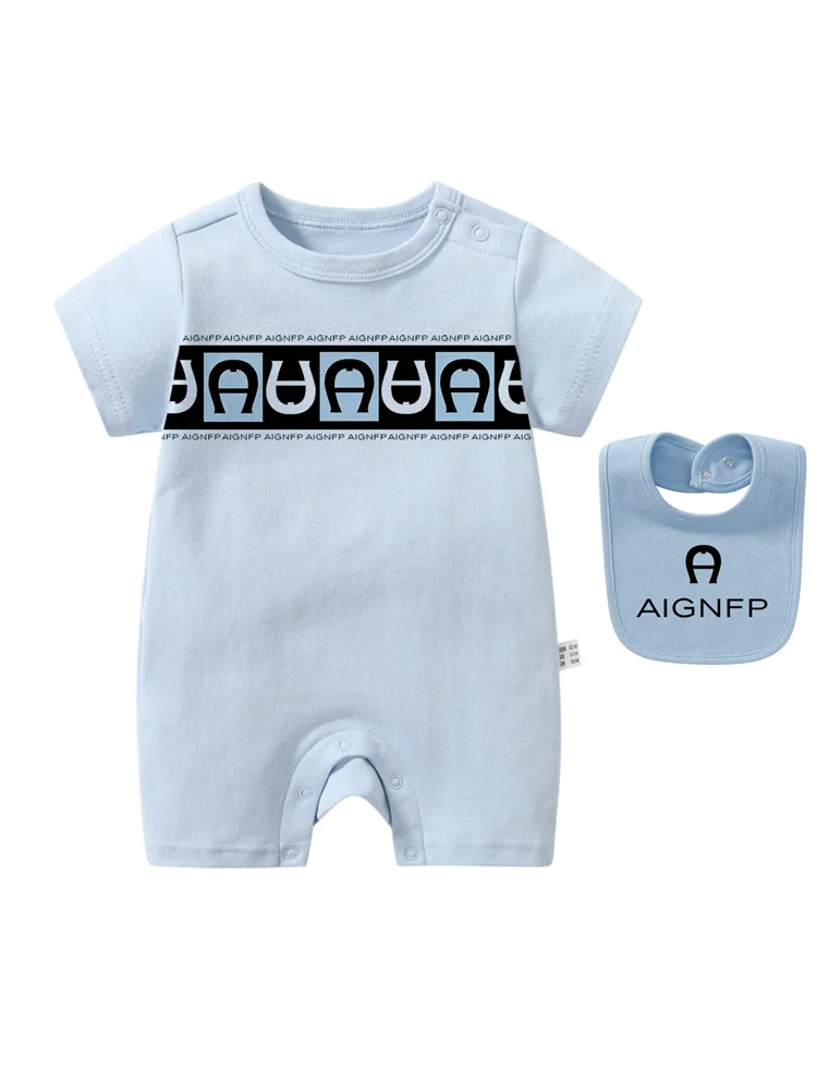 Trend Baby Clothes %100 Cotton Newborns Jumpsuit 2025 Hot Sale New Toddler Boy Rompers Soft Bib scarf Burp cloth Infant 2Pcs Set