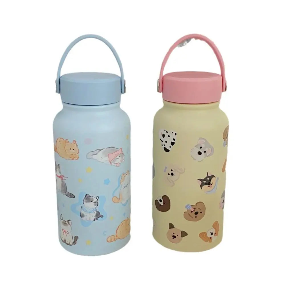 Water Bottle 900ml Insulated Water Bottle With Straw Leak-proof Portable Insulation Cup Hot Drink Cartoon Thermal Cup Student