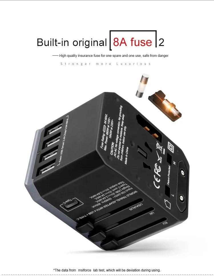 Travel Smart Adapter International Plug Adaptor Wall USB Type C Charger AC Power US EU UK AU for iPhone iPad Android Tablet