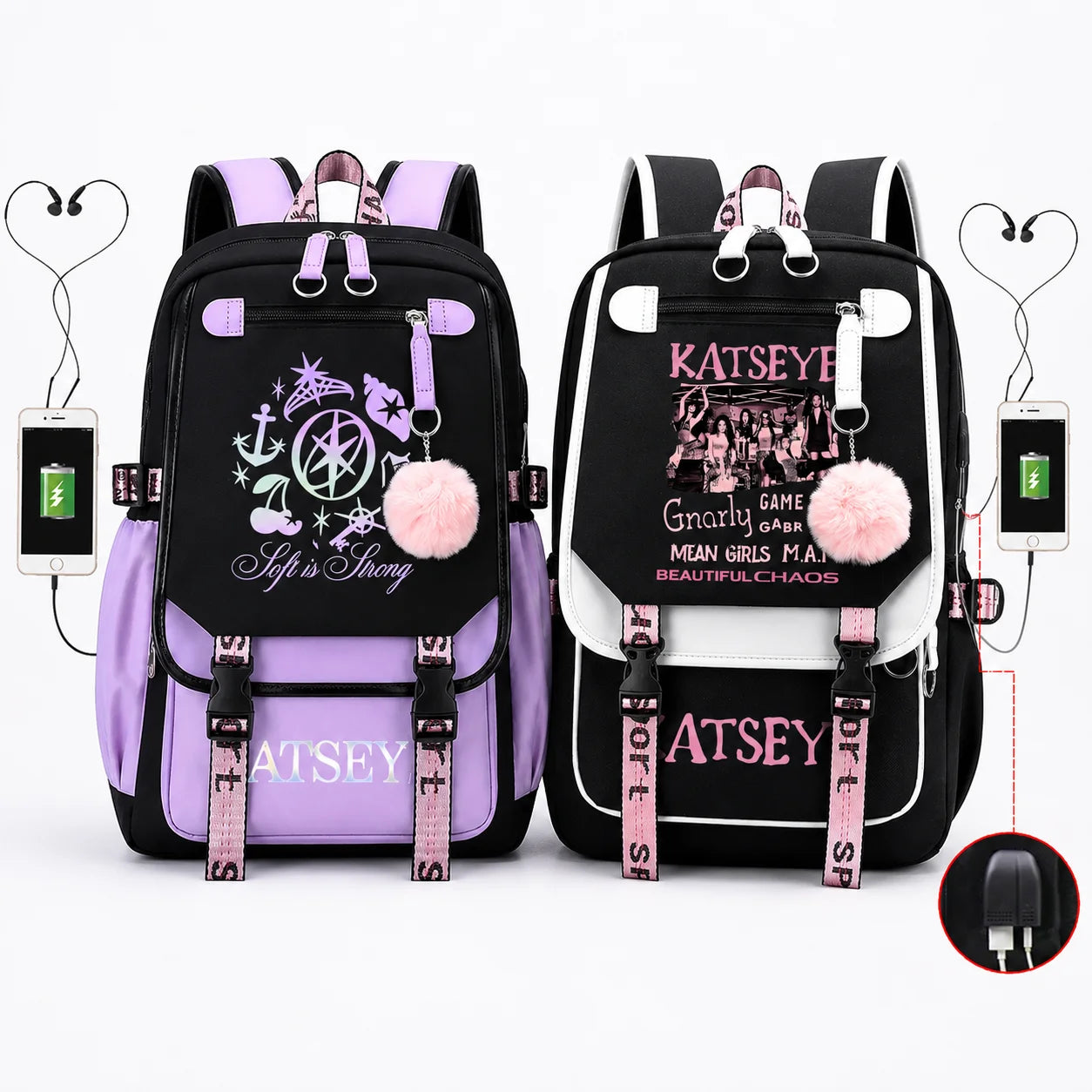 Trendy Girl Group School Bags for Students Girls Large Capacity Travel Book Bag Usb Charging Laptop Backpack Children Backpacks