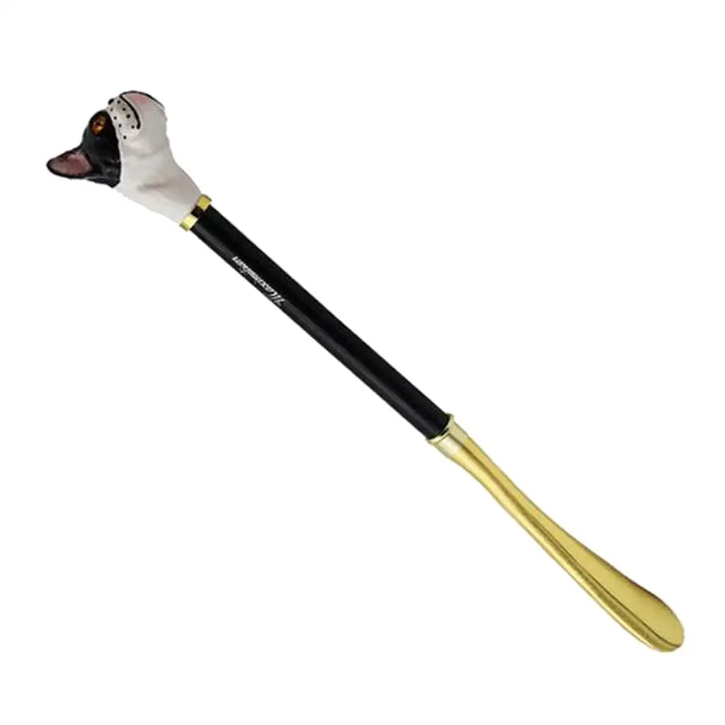 Long Metal Shoe Horn with Schima Wood Handle Solid Brass Animal Horse Head Long handle luxurious metal shoe horn Accessory