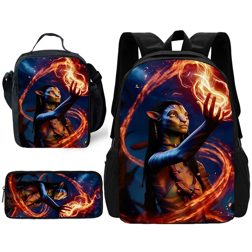 Science Fiction Movie Child School Backpack with Lunch Bags ,Pencil Bags ,School Bags for Boys Girls A-AvatarS Best Gift