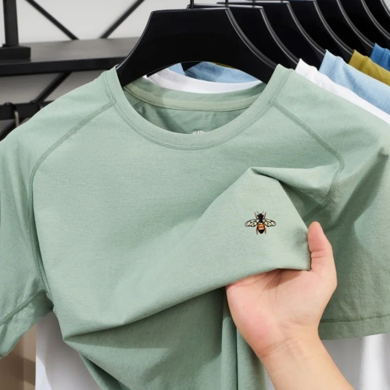 New Men's 100% Cotton Fashion Round Neck Short Sleeve T-shirt for Summer 2026, Business, Leisure, Comfortable and Breathable
