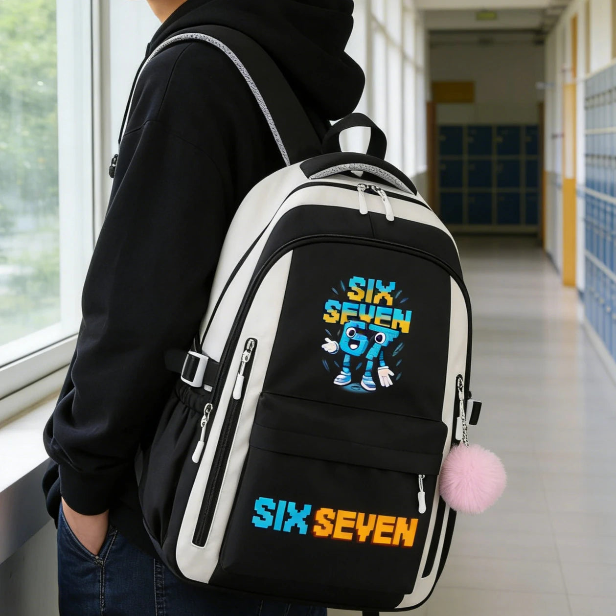 School Bags for Teenage Six Seven Graphic Italian Brainrot  Funny College Bag Waterproof Oxford Large Capacity Youth Backpacks