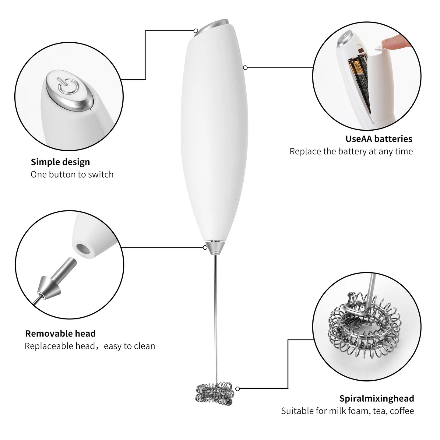 Mini Electric Coffee Blender Handheld Eggbeater Bubble Drink Stir Bar Household Handheld Kitchen Beat Up Cream Stirring