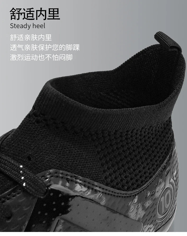 Adult Professional FG/TF Soccer Shoes Non-Slip Long Spike Football Boots Young Kids High Ankle Cleats Grass Soccer Sneakers ﻿