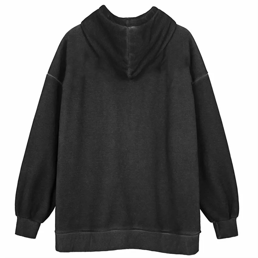 Women Vintage Angel Print Hooded Jacket Men Zip Up Long Sleeve Pocket Autumn Winter Streetwear Coat Y2K Aesthetic Loose Hoodies