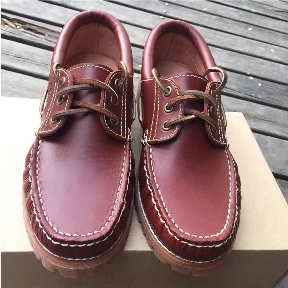 Fashion Genuine Leather Men's Loafers Soft Casual Derby Shoes Moccasins Boat Shoes Platform Male Black Brown Lace-up Oxfords