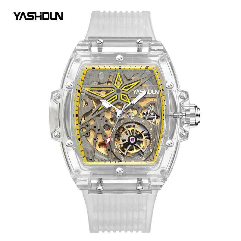 Automatic Mechanical Watch for Man Business Watch Double Side Hollows Skeleton Tourbillon Transparent Mechanical Men's Watch