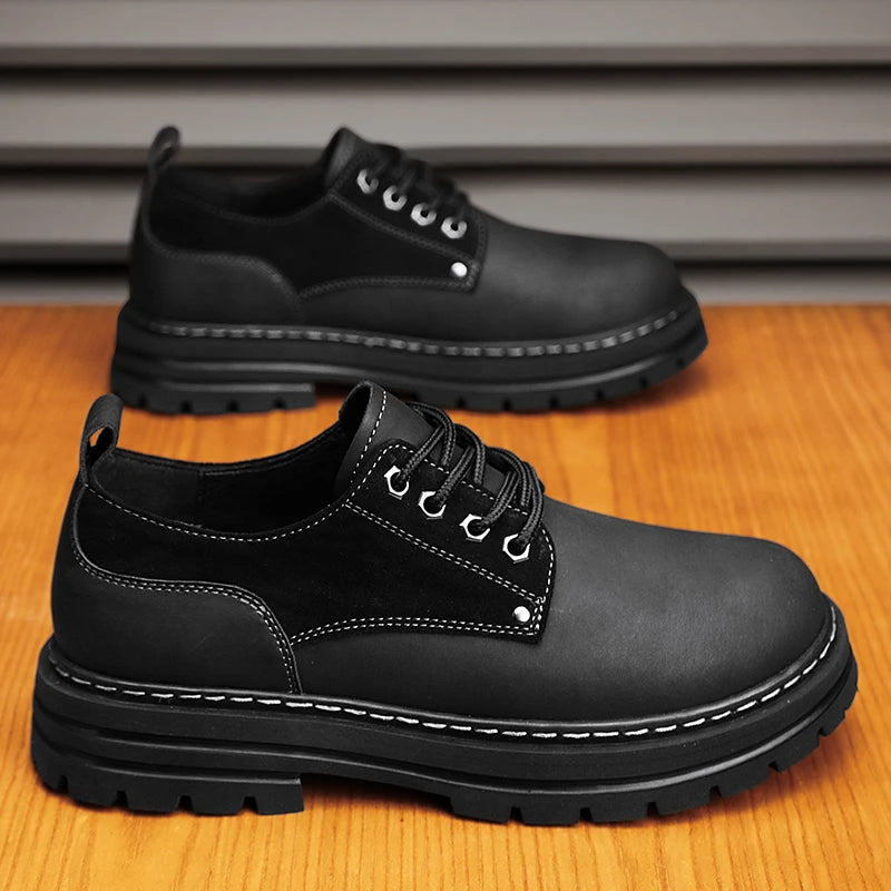 Fashion Men's Leather Shoes England Style Formal Shoes for Man Non Slip Ankle Boots Outdoor Waterproof Casual Tim Work Land Shoe