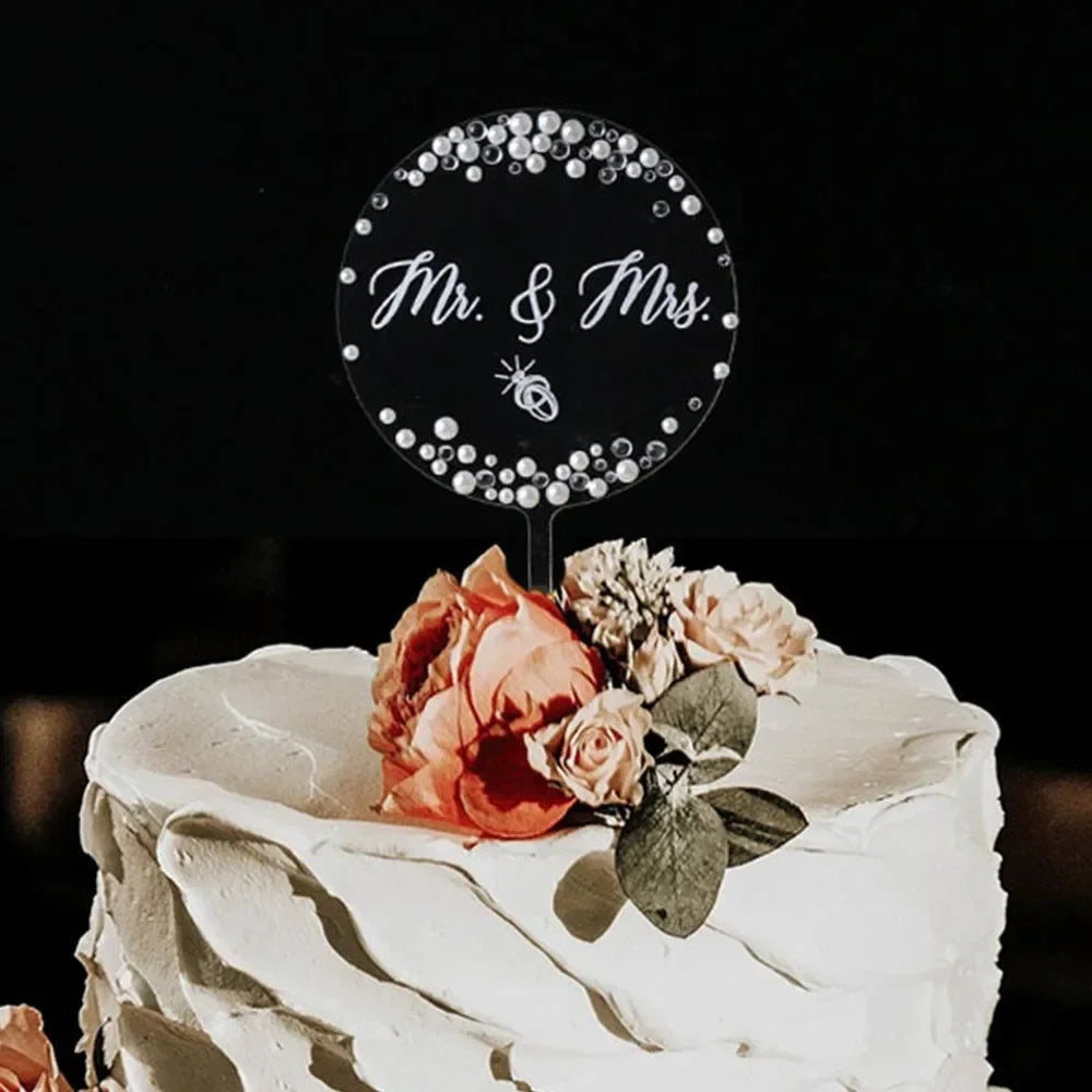 Mr and Mrs Cake Topper Bride and Groom Sign Wedding Engagement Cake Toppers Decorations