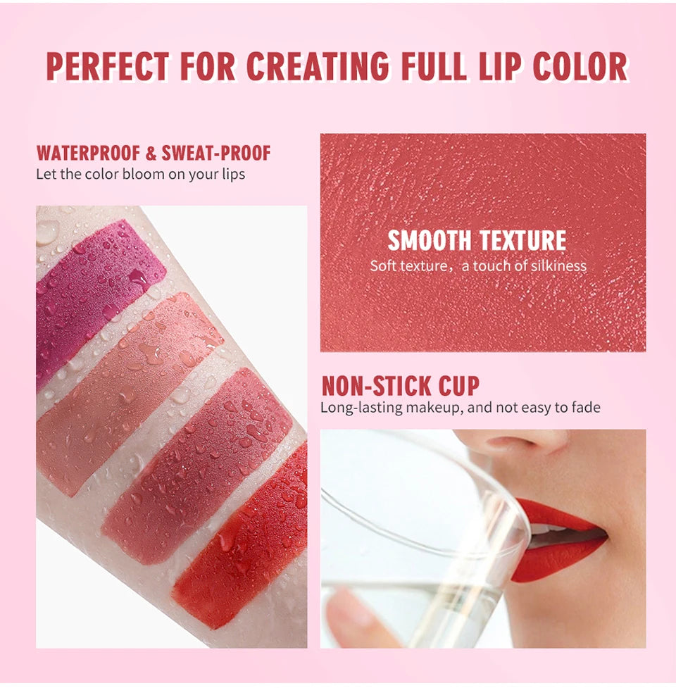 4PCS/Set Matte Long Lasting Waterproof Creative Cigarette Lipstick Set Matt Lip Stick Tube Nude Red Velvet Lip Tint Makeup