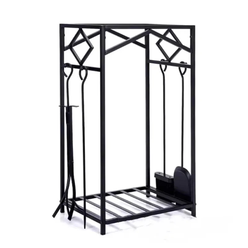 Metal Iron Firewood Rack Fireplace Utensils Furniture Hardware Metal Storage Rack Set for Firewood Storage