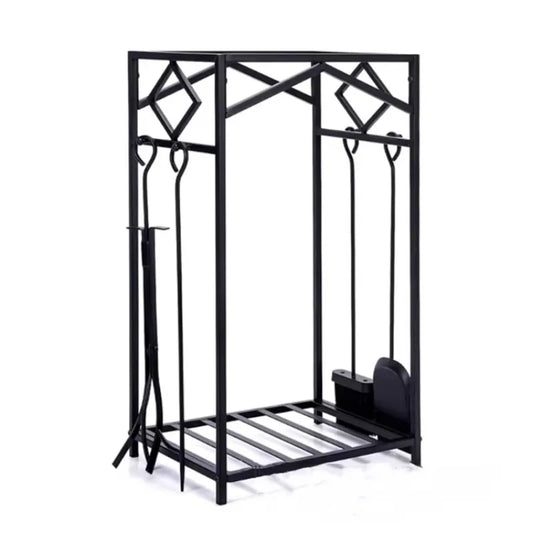 Metal Iron Firewood Rack Fireplace Utensils Furniture Hardware Metal Storage Rack Set for Firewood Storage