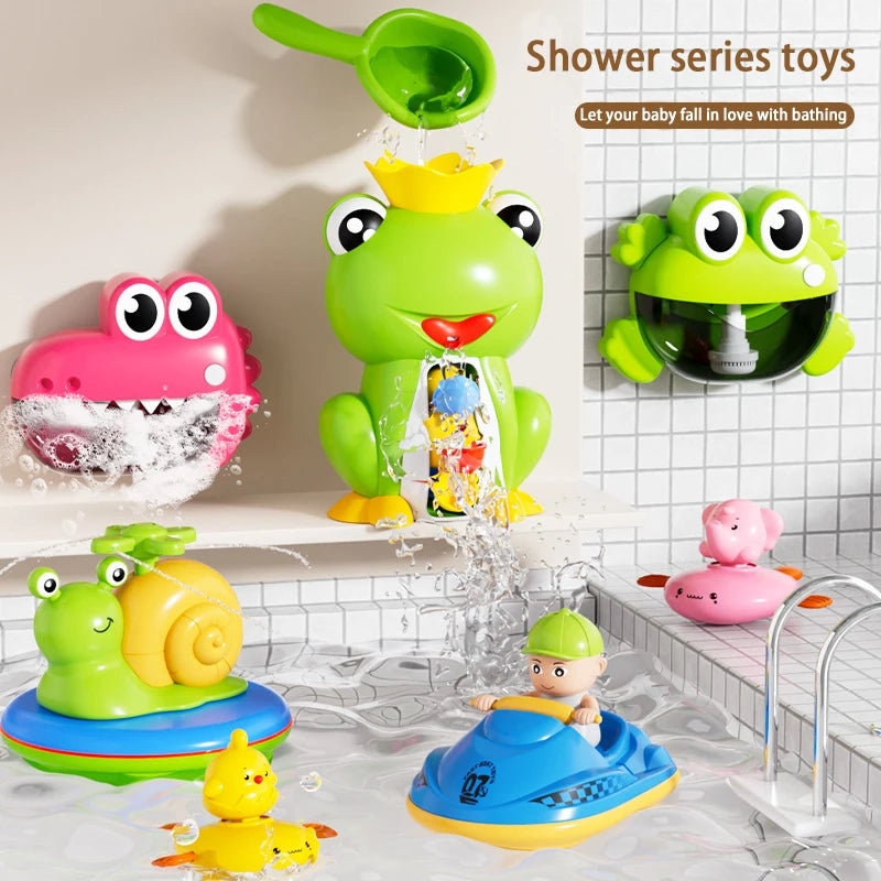Baby Bath Toys, Children Playing In Water, Frog Water Wheel, Bathroom Bath, Bath Fun Toys