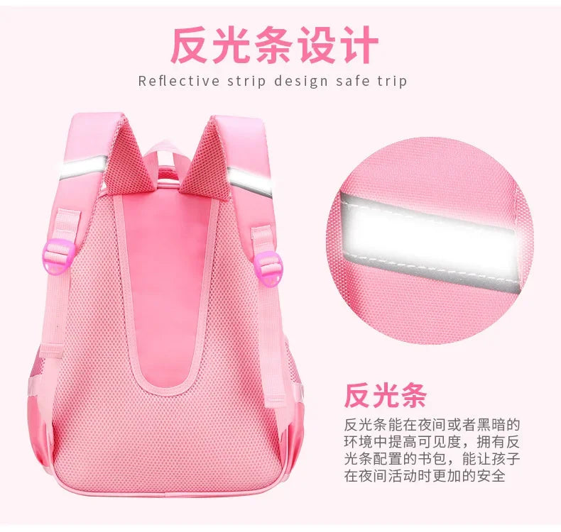 Lightweight School Backpack for Girls Kids Ages 6-12, Cute Polka Dot Bow Elementary Bookbag with Ergonomic Padded Straps