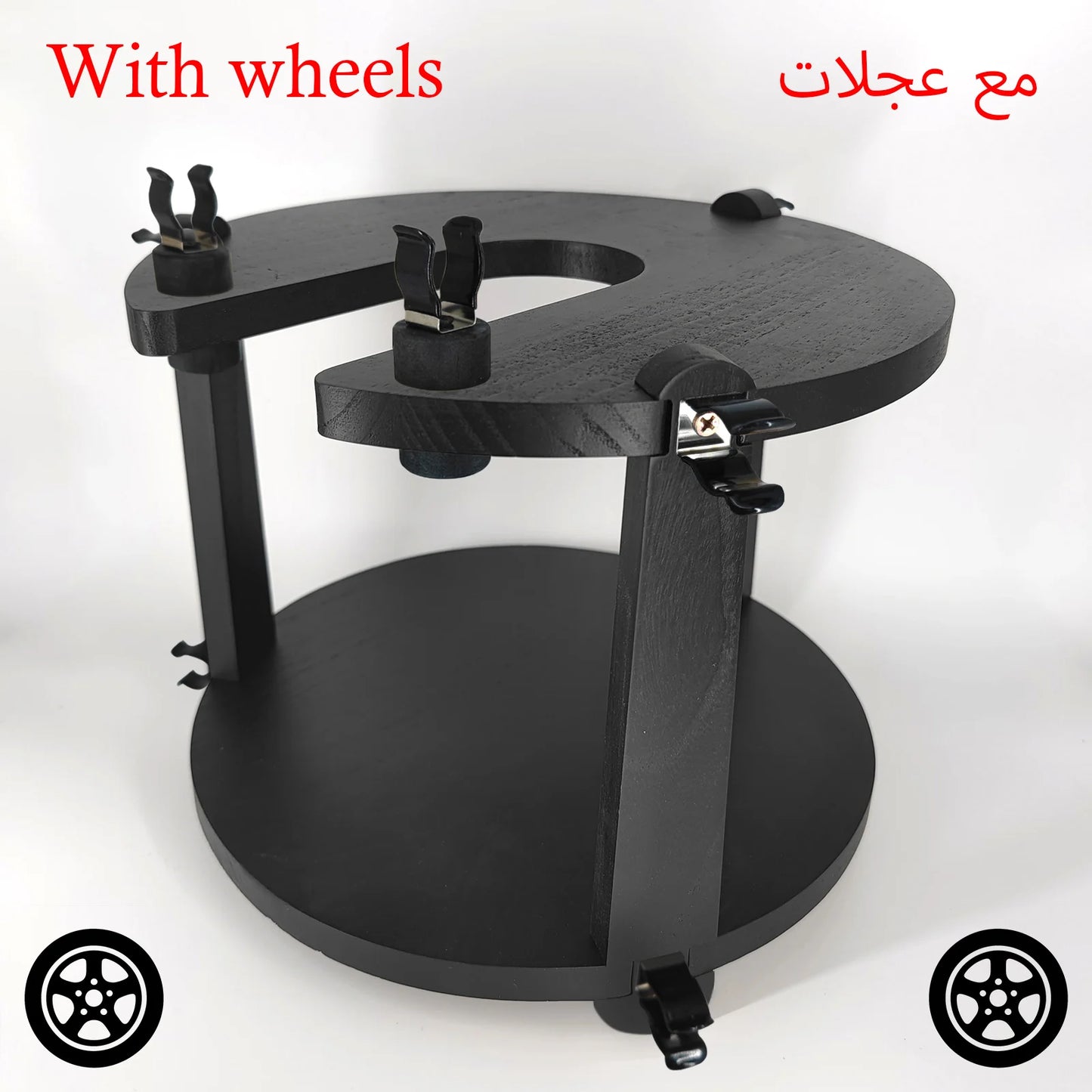 Shisha Stand Portable Wooden Hookah Table Holder Station With Wheels Rolling for Vase protection Hose Clamp Nargile Accessories