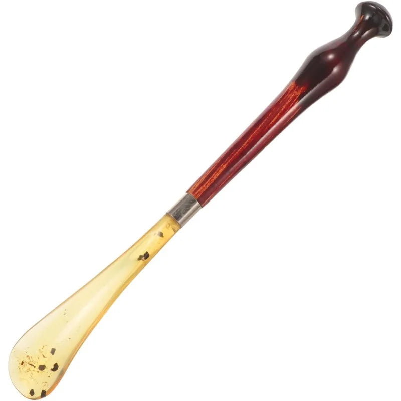 1pc sturdy solid wood shoehorn, easy to hold design, convenient to wear shoes, portable shoe auxiliary tool.