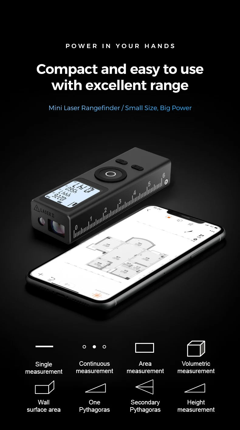 Mini Laser Rangefinder 30M USB Rechargeable Infrared Distance Meter Digital Laser Tape Measure for Building Measurement Tool