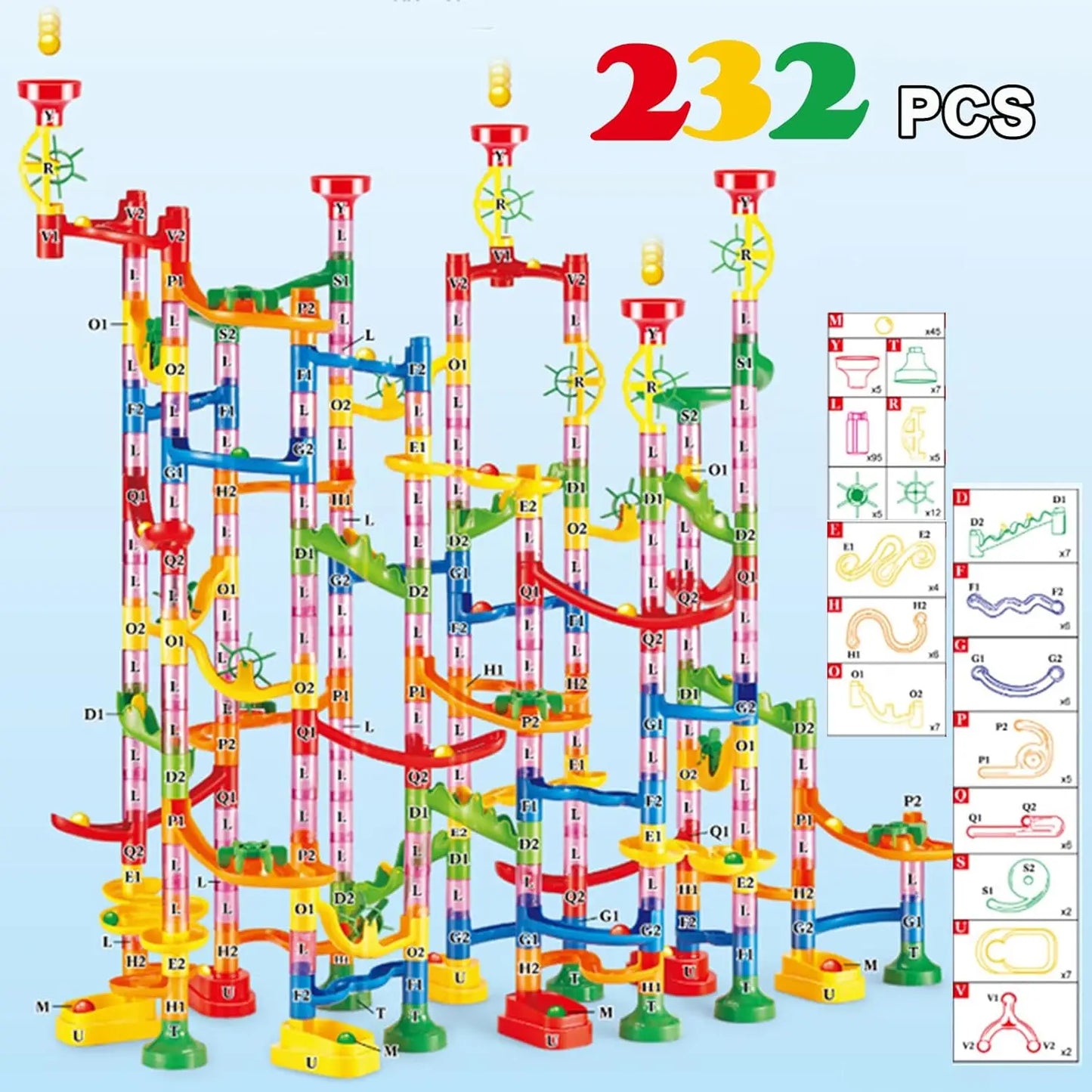 Marble Run Race Track Building Blocks Kids 3D Maze Ball Roll Toy DIY Marble Run Race Coaster Set 80/105/109/133pc Christmas Gift