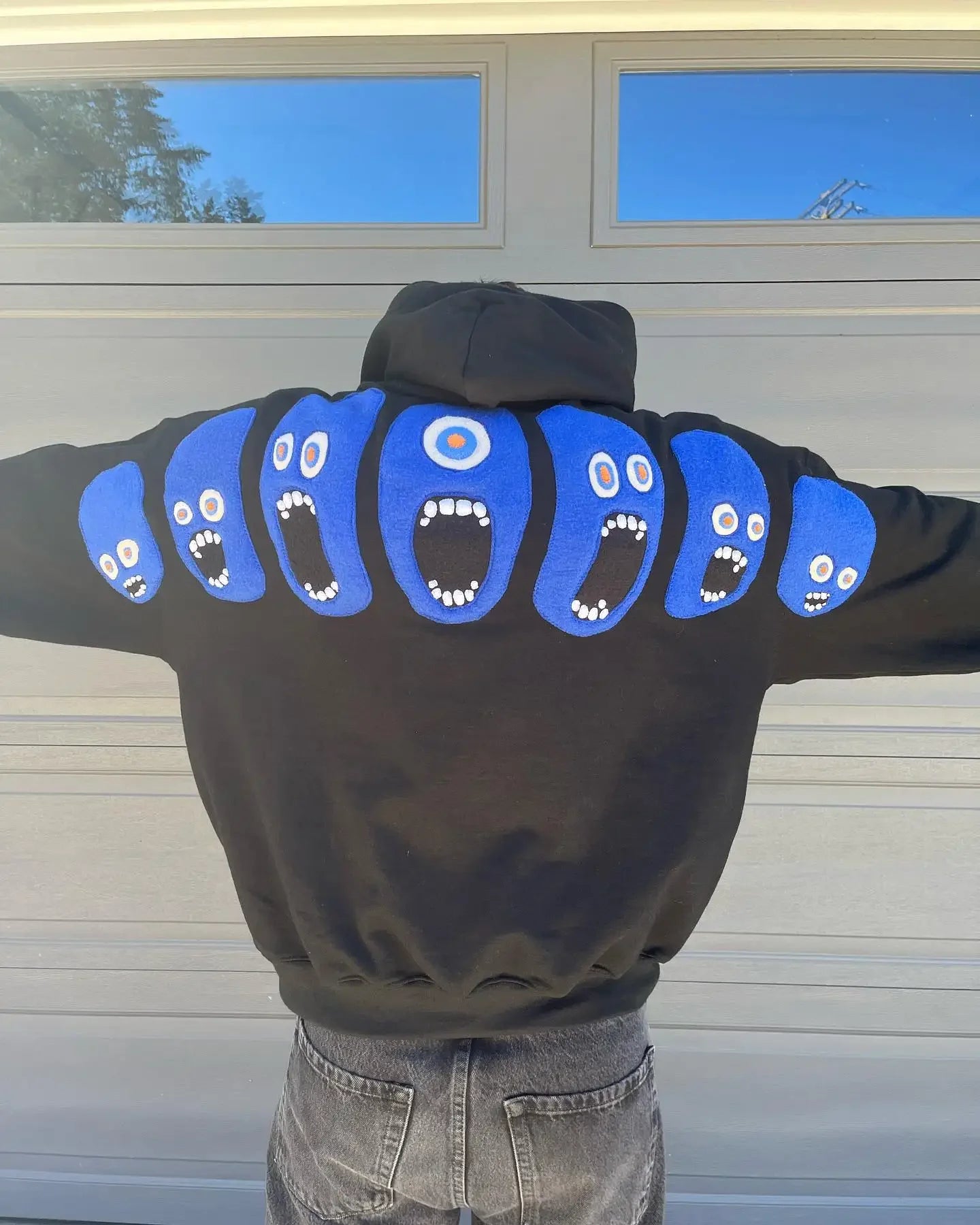 Y2k Hip Hop Funny Personality Pattern Embroidery Hoodie Oversized Loose Cartoon Knit Hoodies Men Street Sweatshirt Pullover