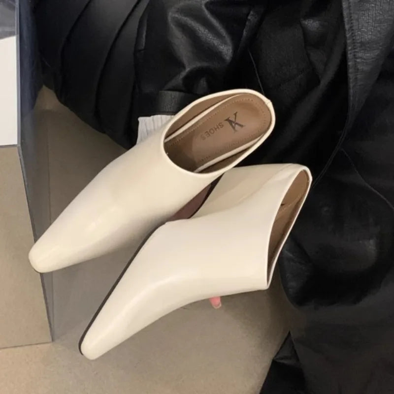 Women's Fashion Baotou Slippers Spring New Pointed Head Deep Mouth Anti-slip Wear-resistant Slip-on Wedge Sandals