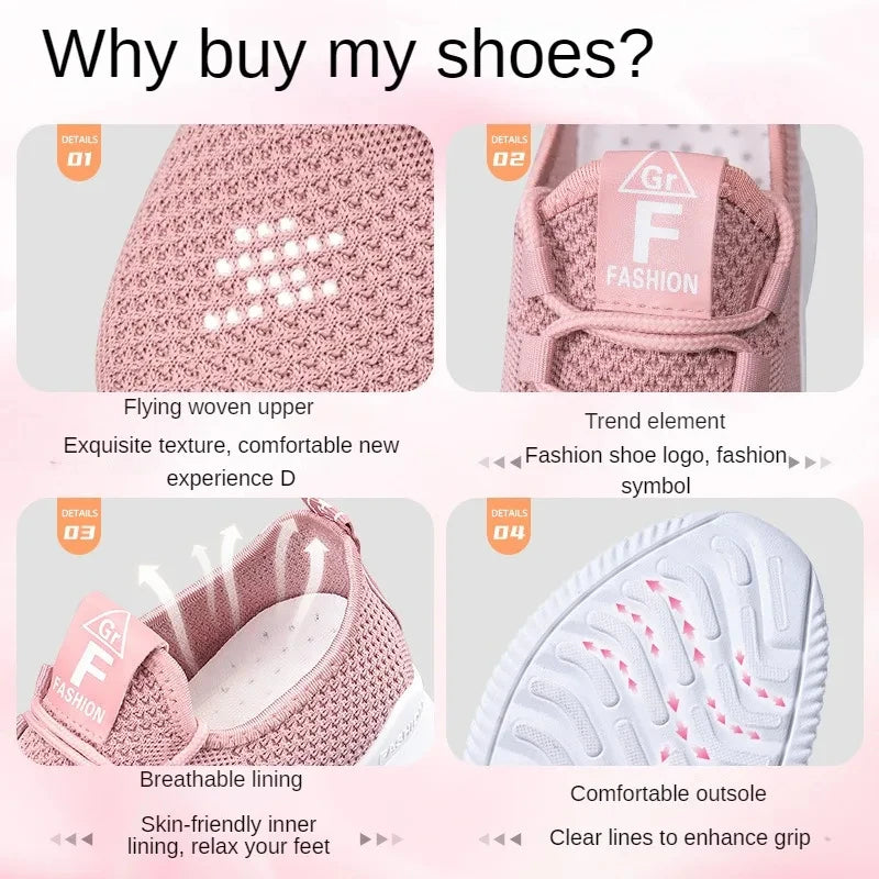 Women Casual Shoes Fashion Breathable Walking Mesh Flat Shoes Sneakers Women 2026 Gym Vulcanized Shoes Purple Female Footwear