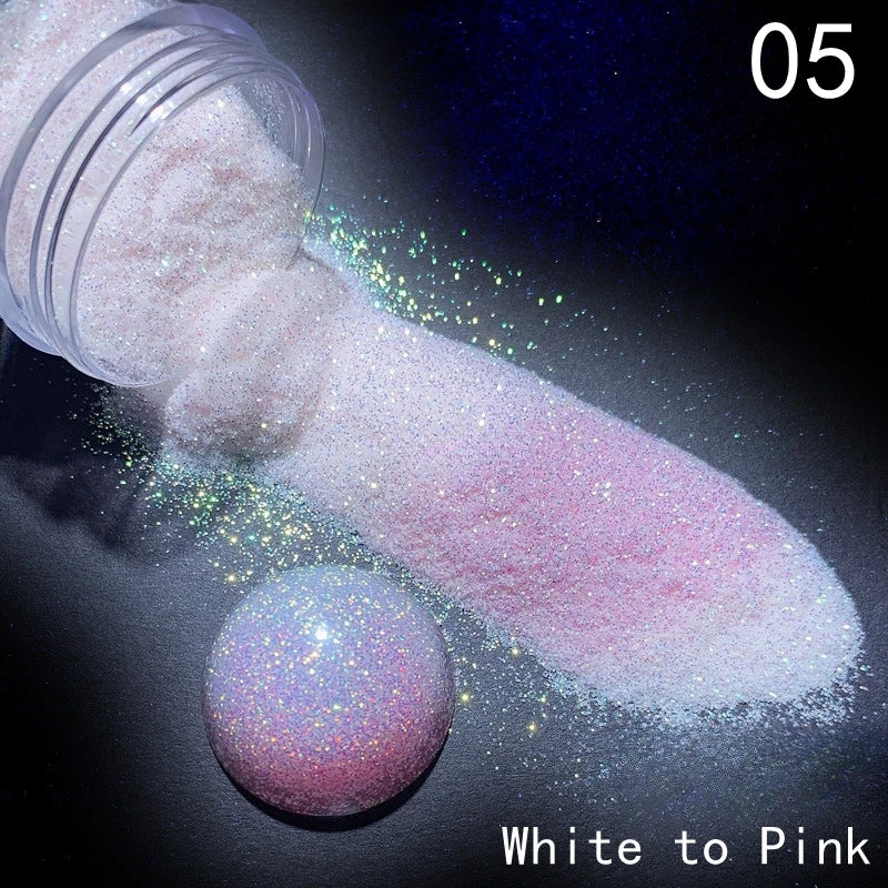 10g/box UV Sensitive Color Temperature Changing Powder DIY Handmade Nail Art Glitter Powder UV Light-changing Cosmetic Pigments