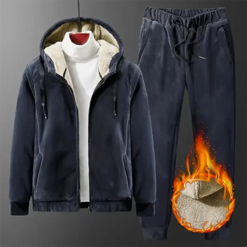 Winter Lambwool Tracksuit Piece Sets Warm Thicken Fleece Joggers Pants Outfits Casual Womens Plush Hooded Sweatshirts Conjuntos