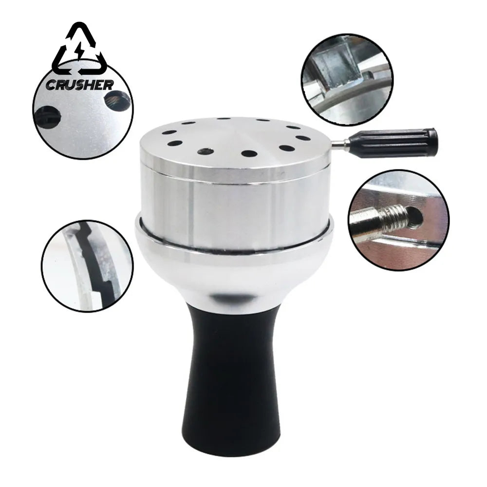 CRUSHER Arab Shisha Hookah Metal Bowl Set Charcoal Holder with Cover Heat Heat Management System Chicha for Smoking Accessories