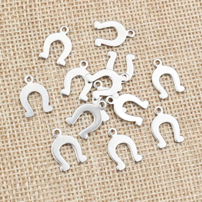 50pc/lot 14x9mm Horseshoe Charms 316 Stainless Steel Horse shoes Charms for necklace pendant charms Diy Jewelry Making