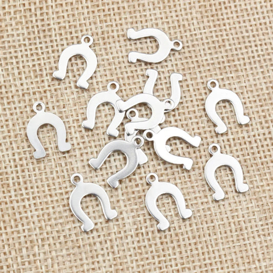 50pc/lot 14x9mm Horseshoe Charms 316 Stainless Steel Horse shoes Charms for necklace pendant charms Diy Jewelry Making