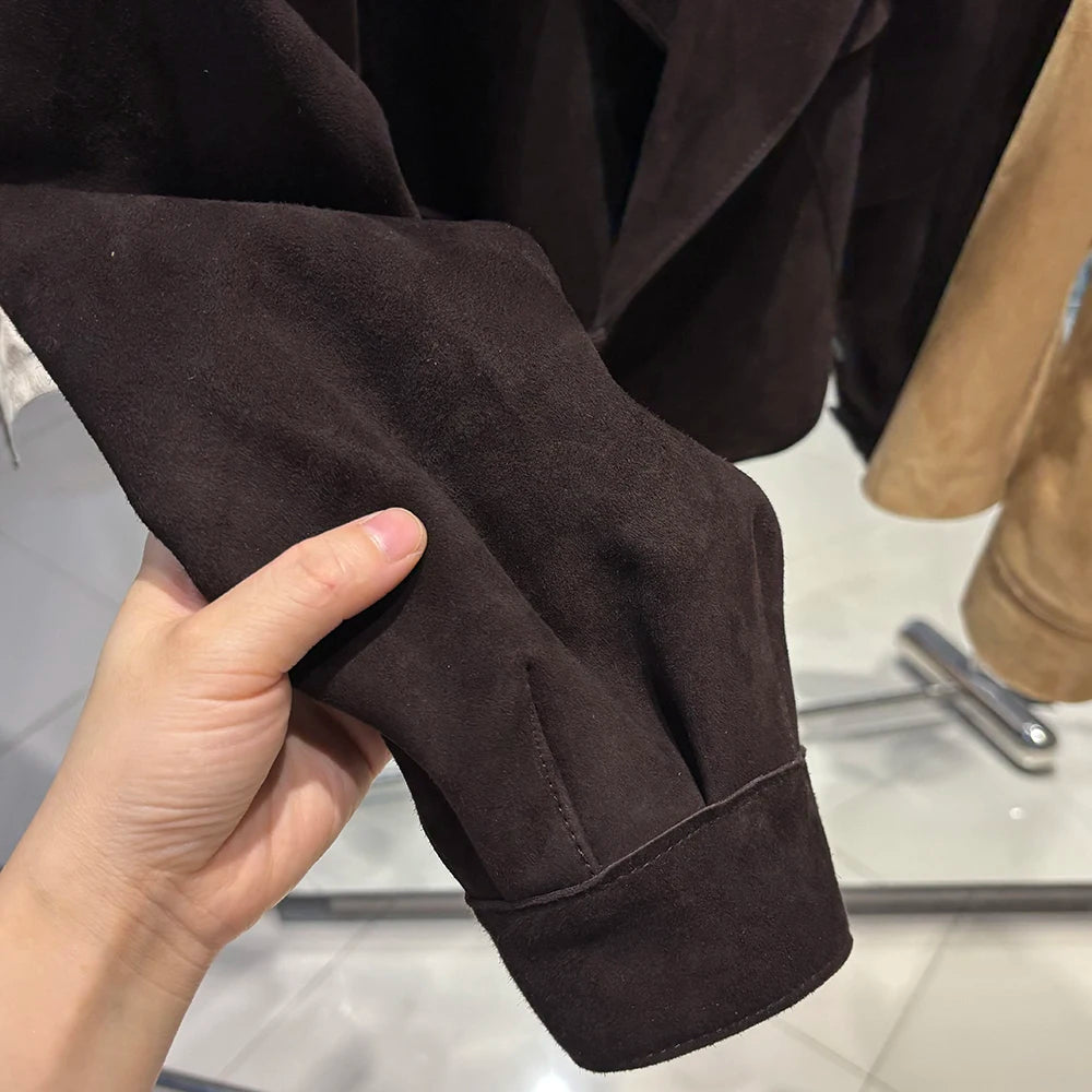 YOLOAgain Oversized Real Leather Jacket Women Sheepskin Coat