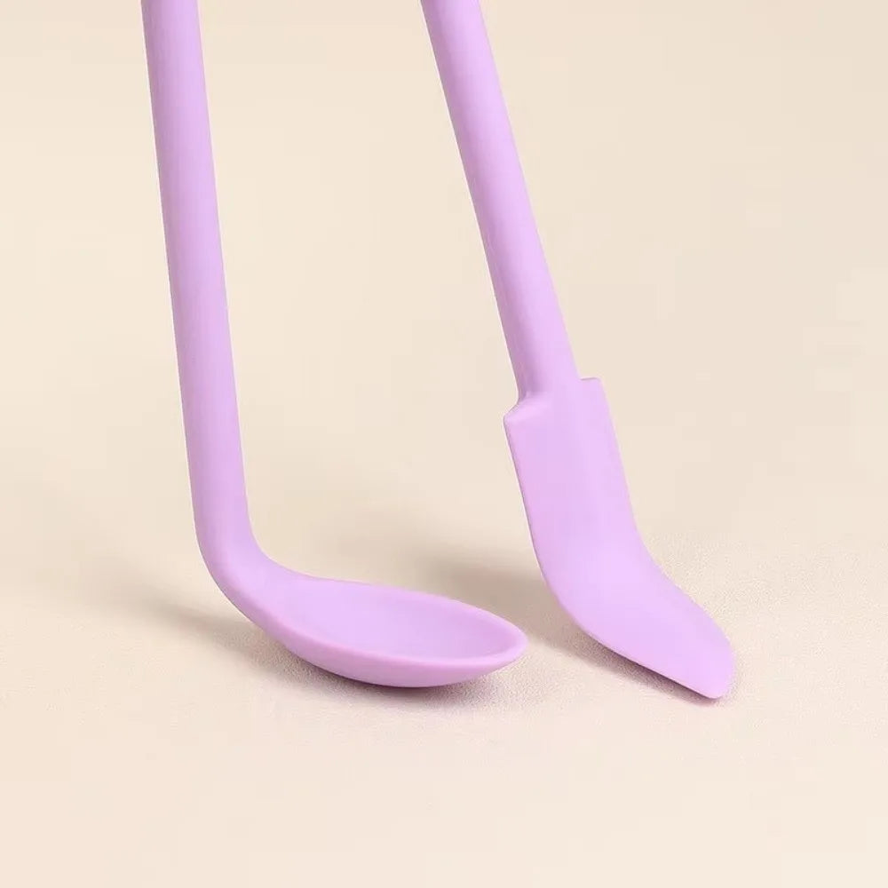 3pcs Portable Mini Silicone Scraper Soft Lengthened Face Mask Brush Double-head Cosmetic Digging Spoon Makeup Brushes Set