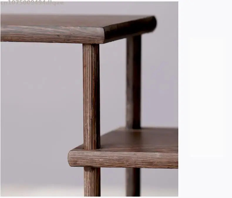 Natural Solid Wood Decorative Shelves for Wine Tea Sets Pedestal Crafts Vase Flower Pot Bonsai Buddha Display Stand Storage Rack