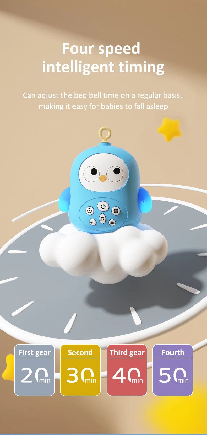 Baby Crib Bell Toys Musical Baby Crib Mobile with Lights Projection for 0-12Months Infants Crib Toys Bed Bell Toy Newborn Gifts