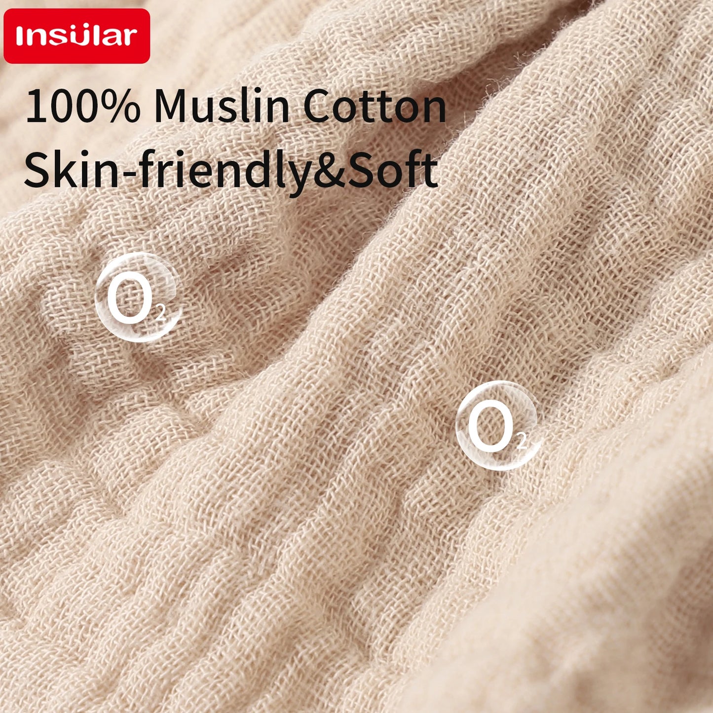INSULAR Baby Bibs 100% Cotton Newborn Burp Cloths Skin-friendly Absorbent Infant Towel Breathable 360 Degree Gauze 4 Layer 0-1Y