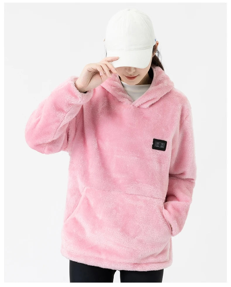 USB Infrared 9 Heating Areas Hoodies Sweater Winter Electric Heated Sweater Waistcoat For Sports Hiking Oversized M-6XL