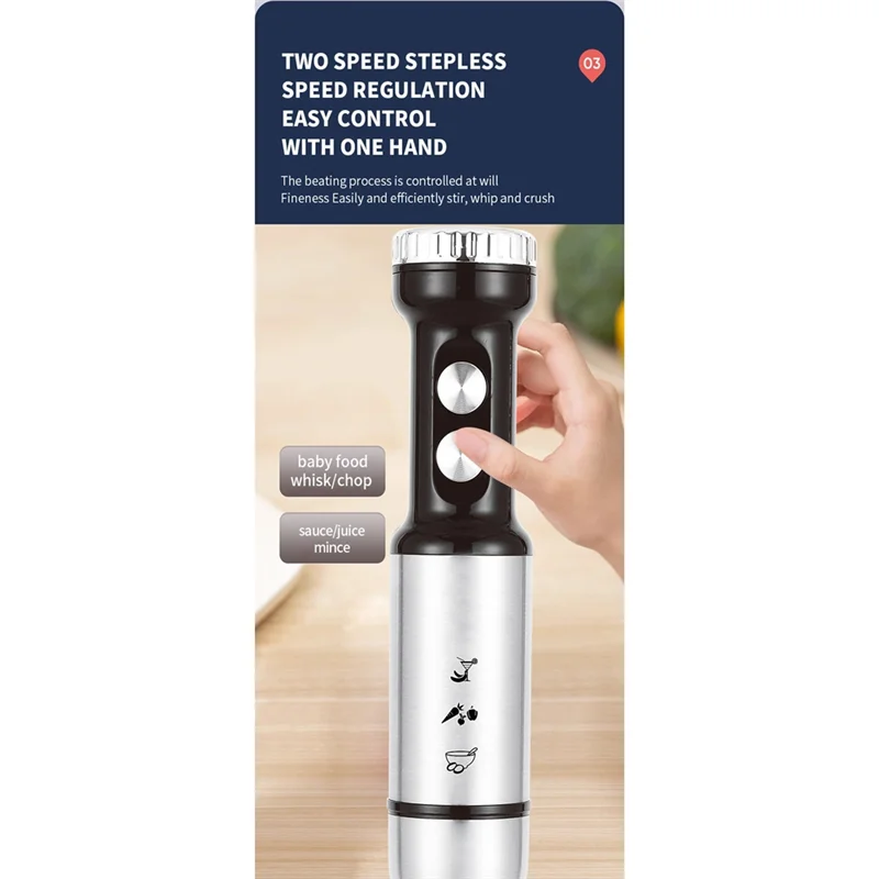 A01V-For Kitchen Mixing Electric Food Processor Blender Multi-Speed Immersion Hand Blender 1000W EU Plug Smoothies Soups