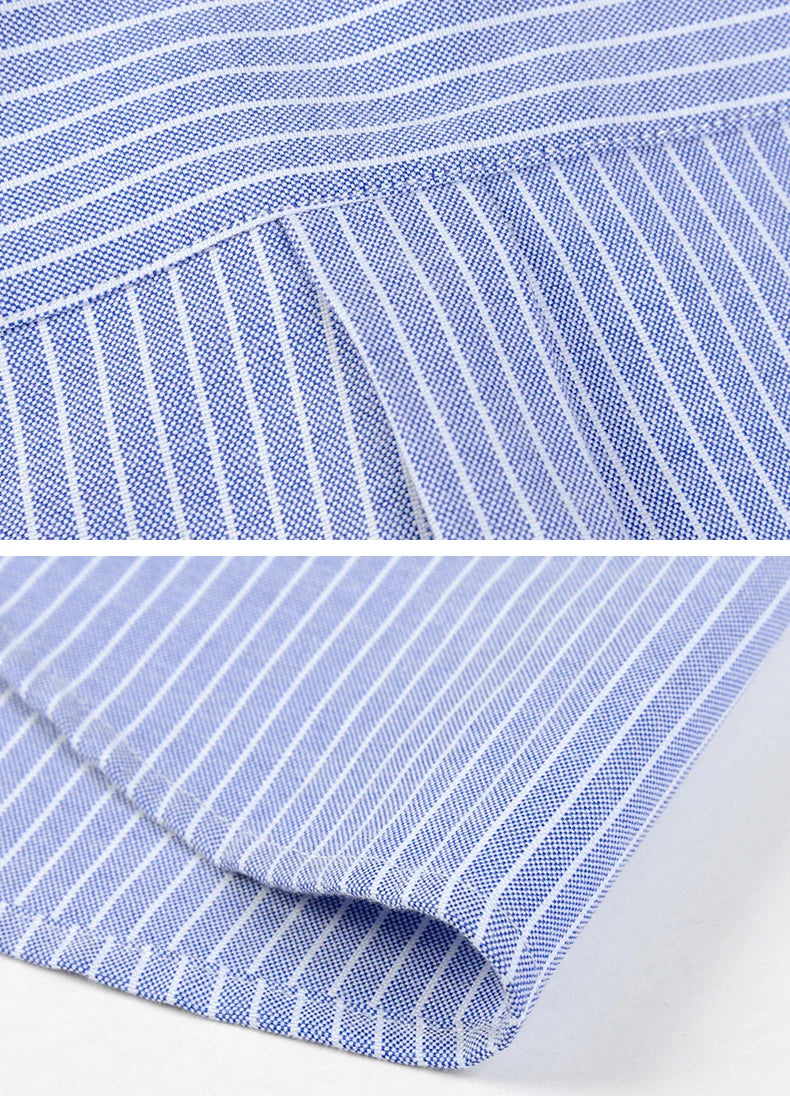 100% Cotton Men's Oxford Shirts Spring Autumn Long Sleeve Basic Casual Solid Striped Button Down Social Business Formal Plus 5XL