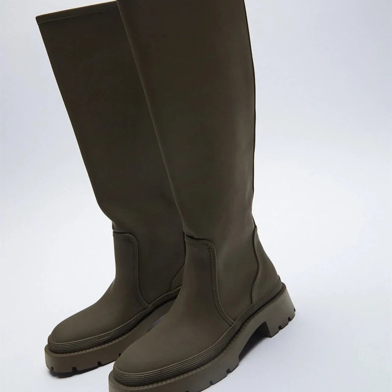 Women Long Boots Autumn Winter Knee High Boots Fashion Shoes Female Footwear Thigh High Boots Leather Knee-High Motorcycle Boots