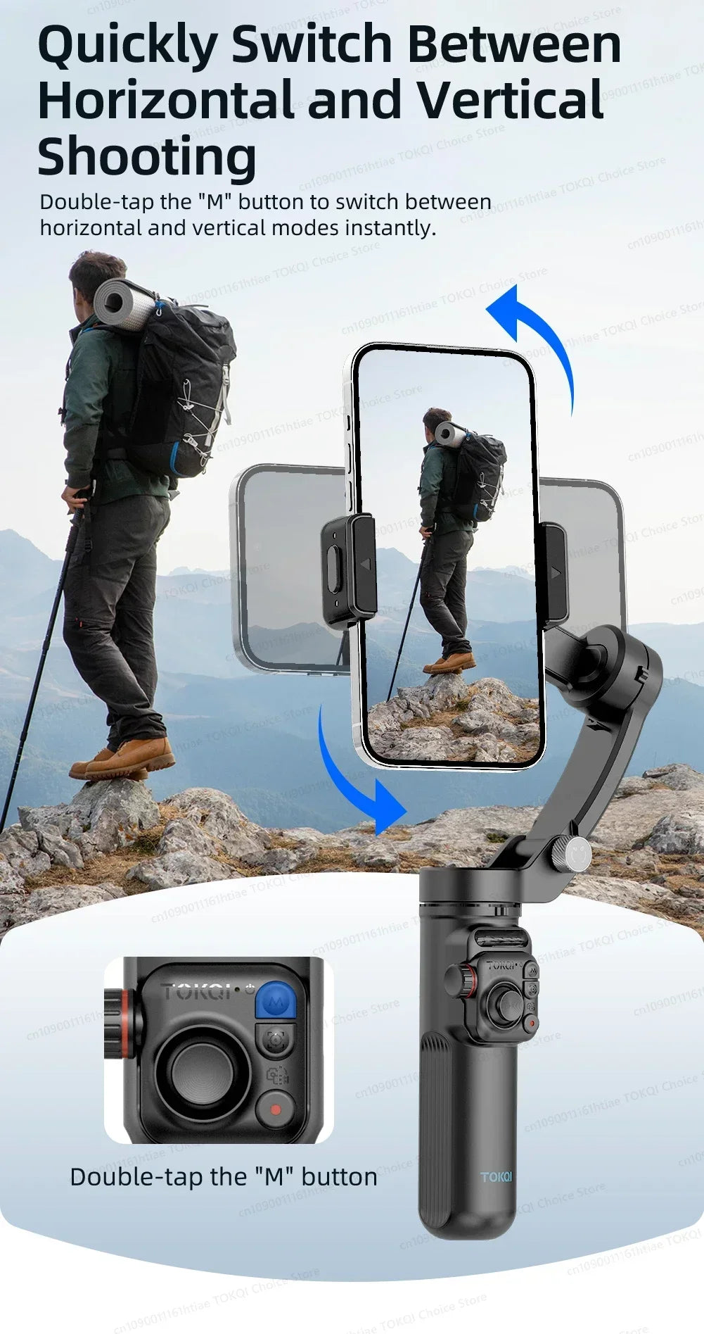 Handheld 3-Axis Gimbal Stabilizer for iPhone & Android, Anti-Shake Phone Holder with Tripod, for Vlogging & Video Recording