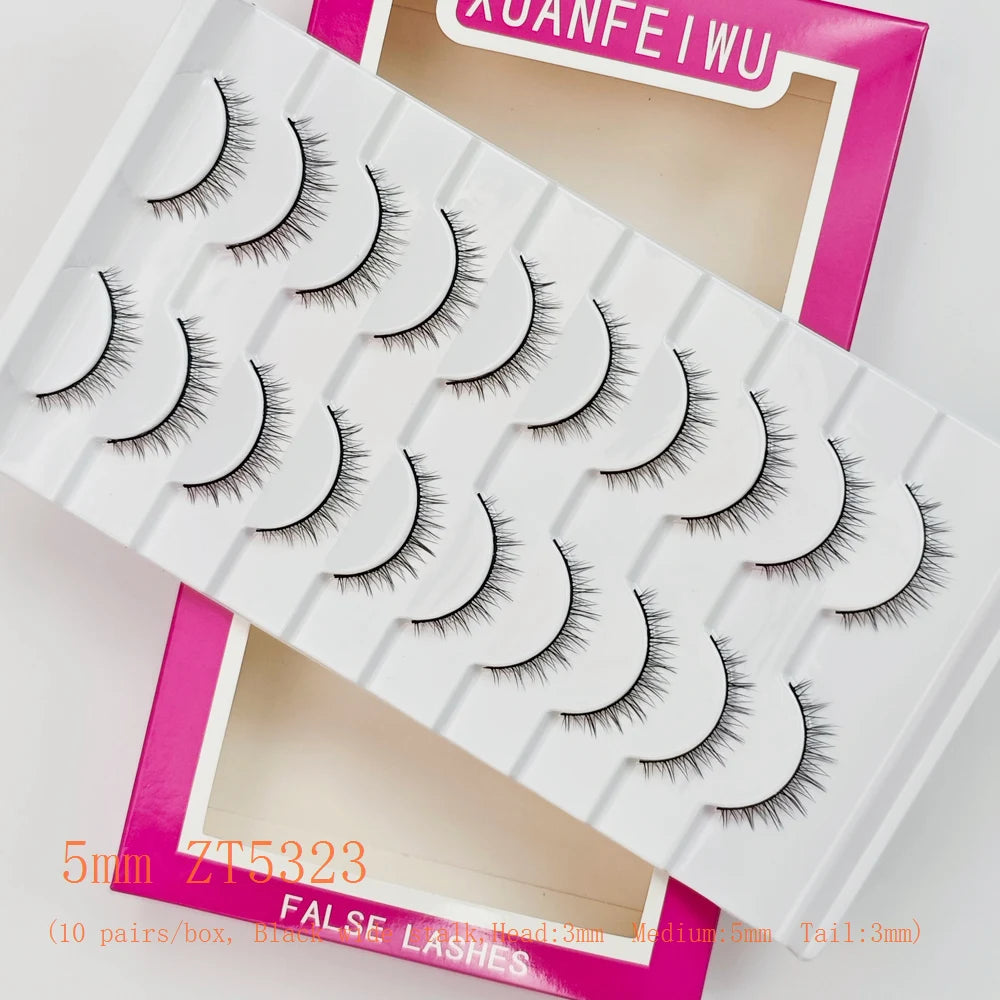 Xuanfeiwu Natural Short Style No-Makeup Look Sparse Full-Strip Ultra-Natural Realistic One-Piece Natural-Looking False Eyelashes DIY Self-Application Beginner Light Makeup Eyelashes