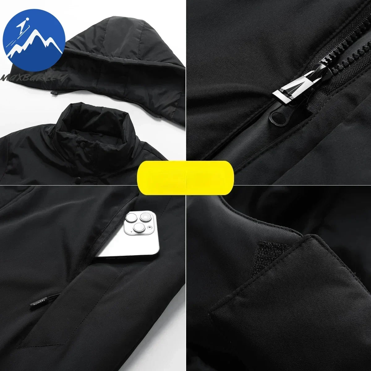 Winter Jacket 3 1-in -1 Removable 2-piece Set Mens Retro Long Warm Padded Jacket Snow Waterproof Thick Hooded Windbreaker Parkas