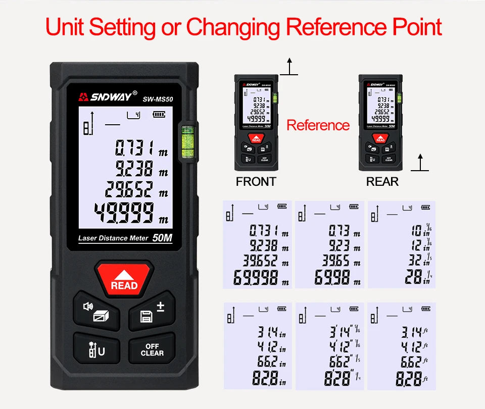 SNDWAY laser distance meter 40M 60M 80M 100M rangefinder trena laser tape range finder build measure device ruler test tool