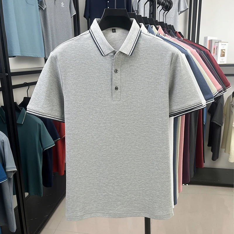 100% pure cotton men's polo shirt summer new fashion casual short sleeve comfortable luxury new simple solid color lapel T-shirt