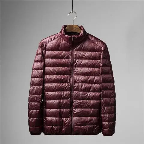 Portable Lightweight Short down Jacket for Men Autumn Winter Cotton Padded Stand Collar Casual Warm Elderly Friendly Outerwear