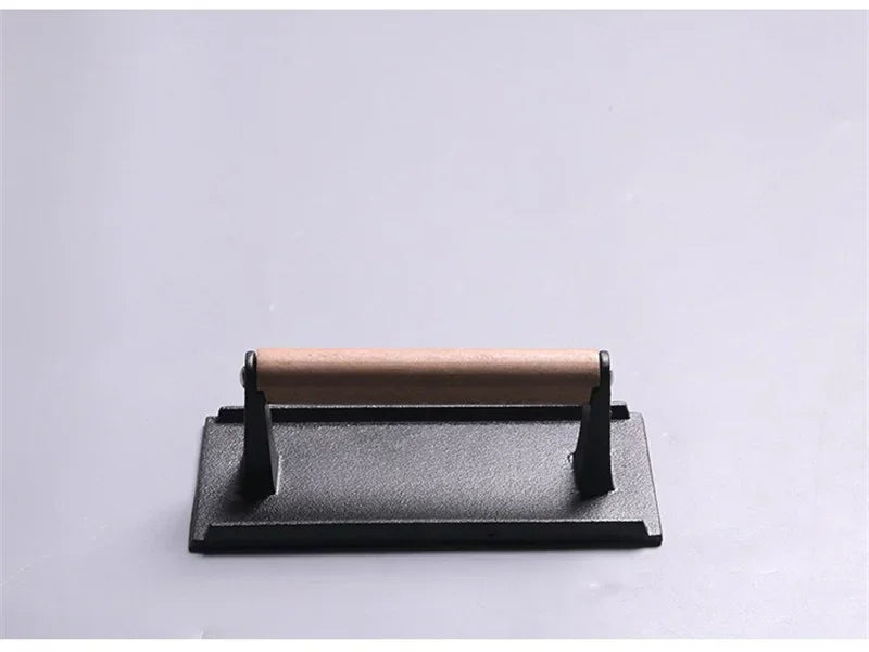 1pc Cast iron Rectangular Meat Press Round Heavy-Duty Steak Burger Press Barbecue Press For Flat Top Grill Hamburger Grinder