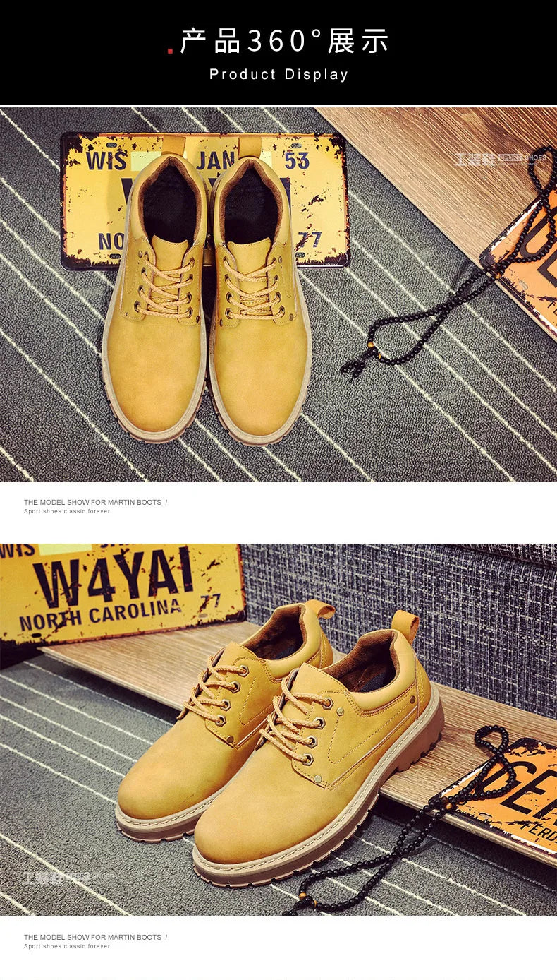 Fashion Men's Leather Shoes England Style Formal Shoes for Man Non Slip Ankle Boots Outdoor Waterproof Casual Tim Work Land Shoe
